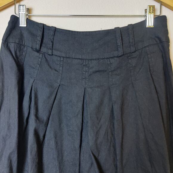 Vintage Cache Pleated Linen Blend Black Full Mini Skirt Small Minimalist 90s Y2K - Picture 3 of 11
